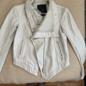 Veda Women's Cream Leather Jacket